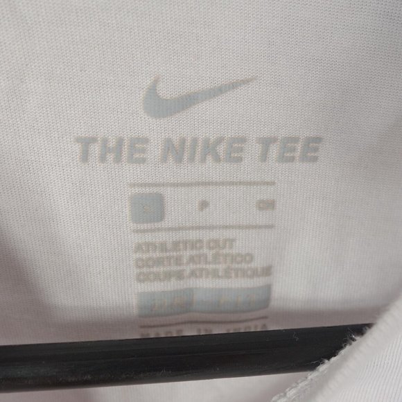 Nike Tee T-Shirt Womens Small White Short Sleeve Crew Neck Logo Dri Fit Athletic - Picture 3 of 10